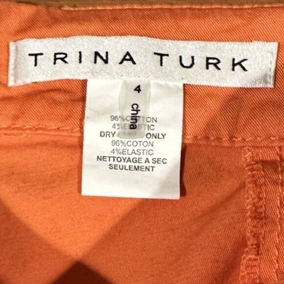 Trina Turk Orange Hot Mini Shorts Size 4 Summer Vacation Resort Beach - Picture 5 of 9